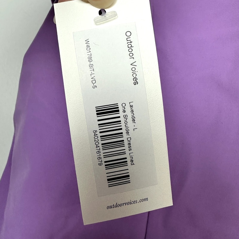 Outdoor Voices NWT One Shoulder Dress Lined Lavender Size Large - Picture 6 of 8